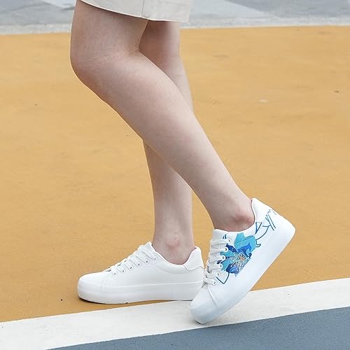 Miniatura 6 de JABASIC Zapatos deportivos de plataforma con cordones y estampado floral para mujer