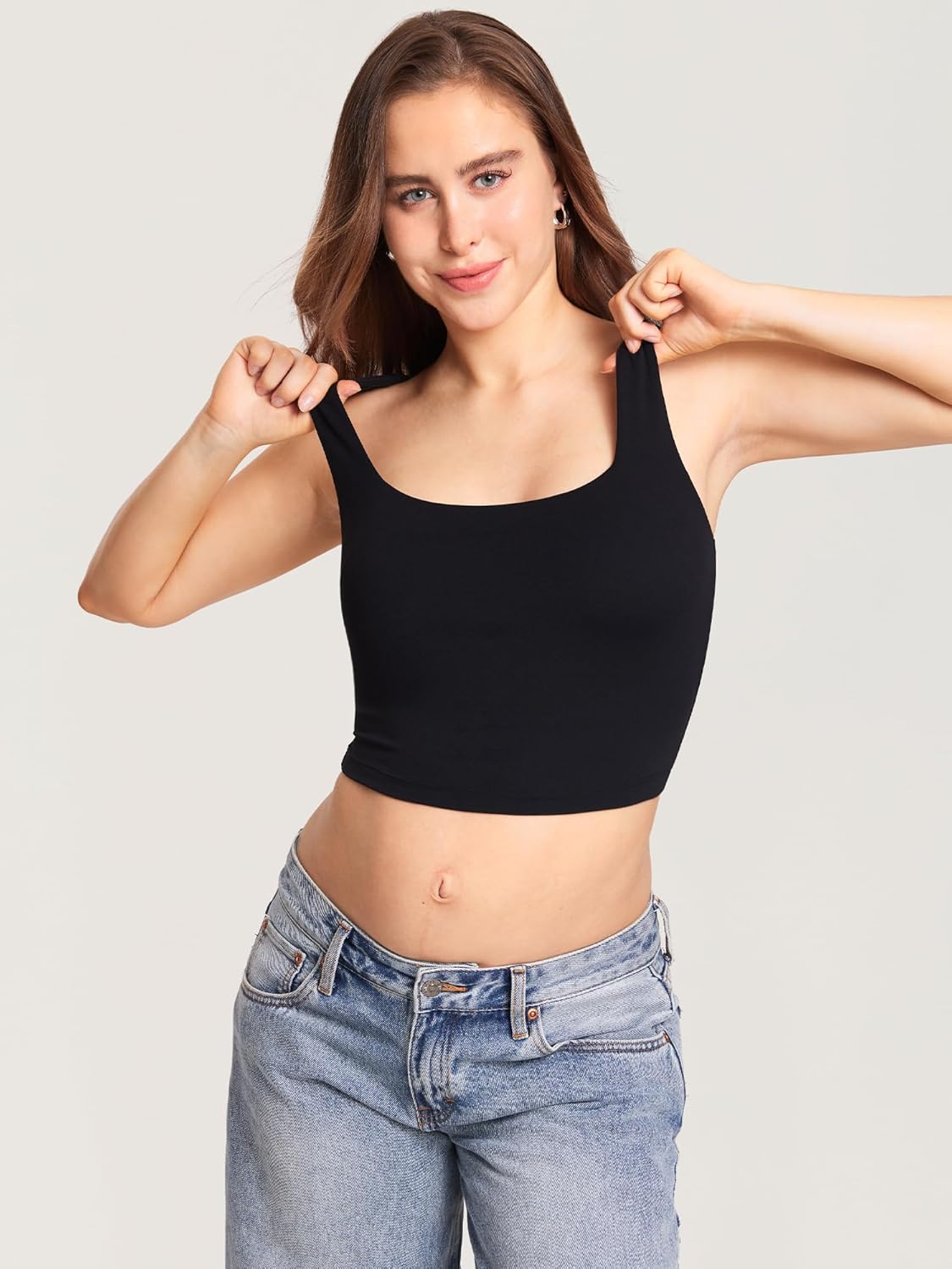 MOMANDA Pumping Bra Longline Square Neck Sleeveless Maternity Workout Tank Tops for Women