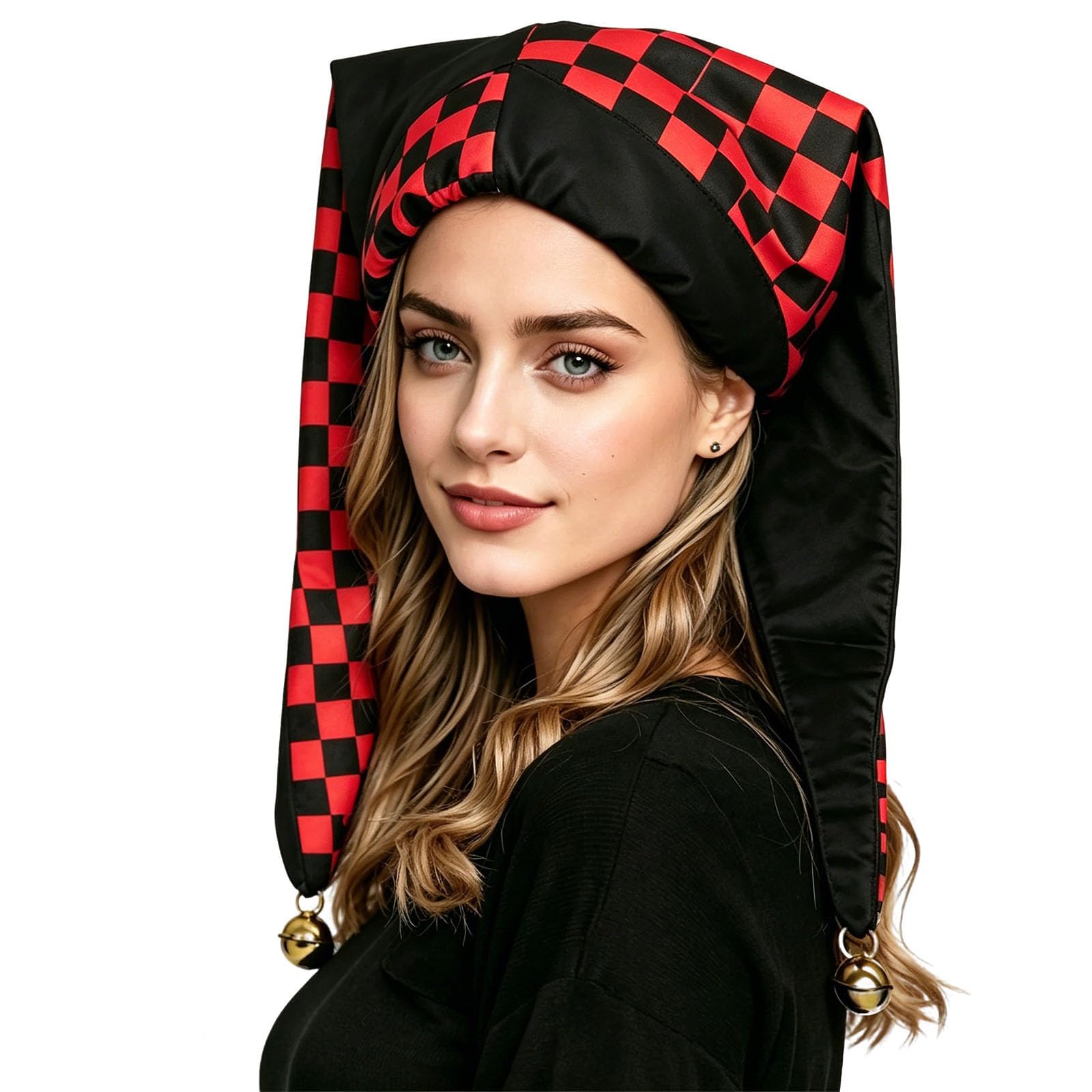 Unykaflor Unisex Adult Jester Hat, Medieval Court Clown Costume Headwear Accessory for Halloween Carnival Cosplay Party