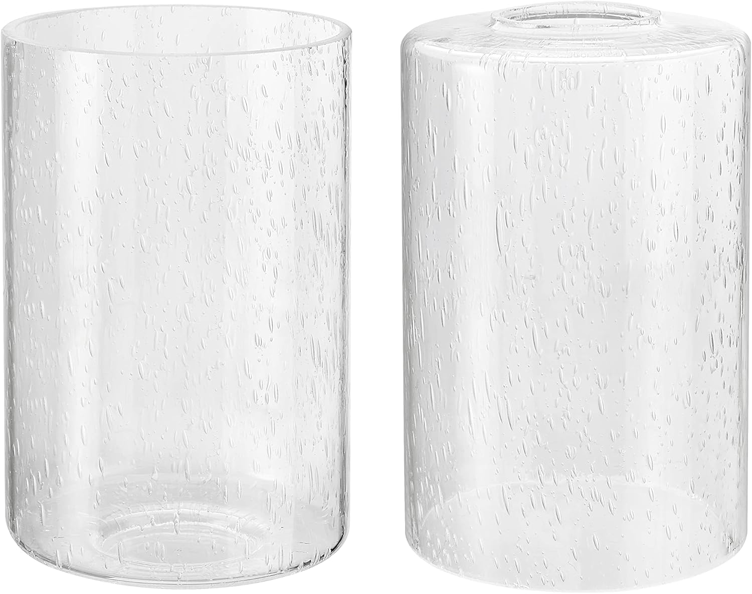 Aspen Creative 23610-02, Clear Seeded Cylinder Glass Shade, 4" Dia x 6" H/Center Hole:42mm, Set of 2