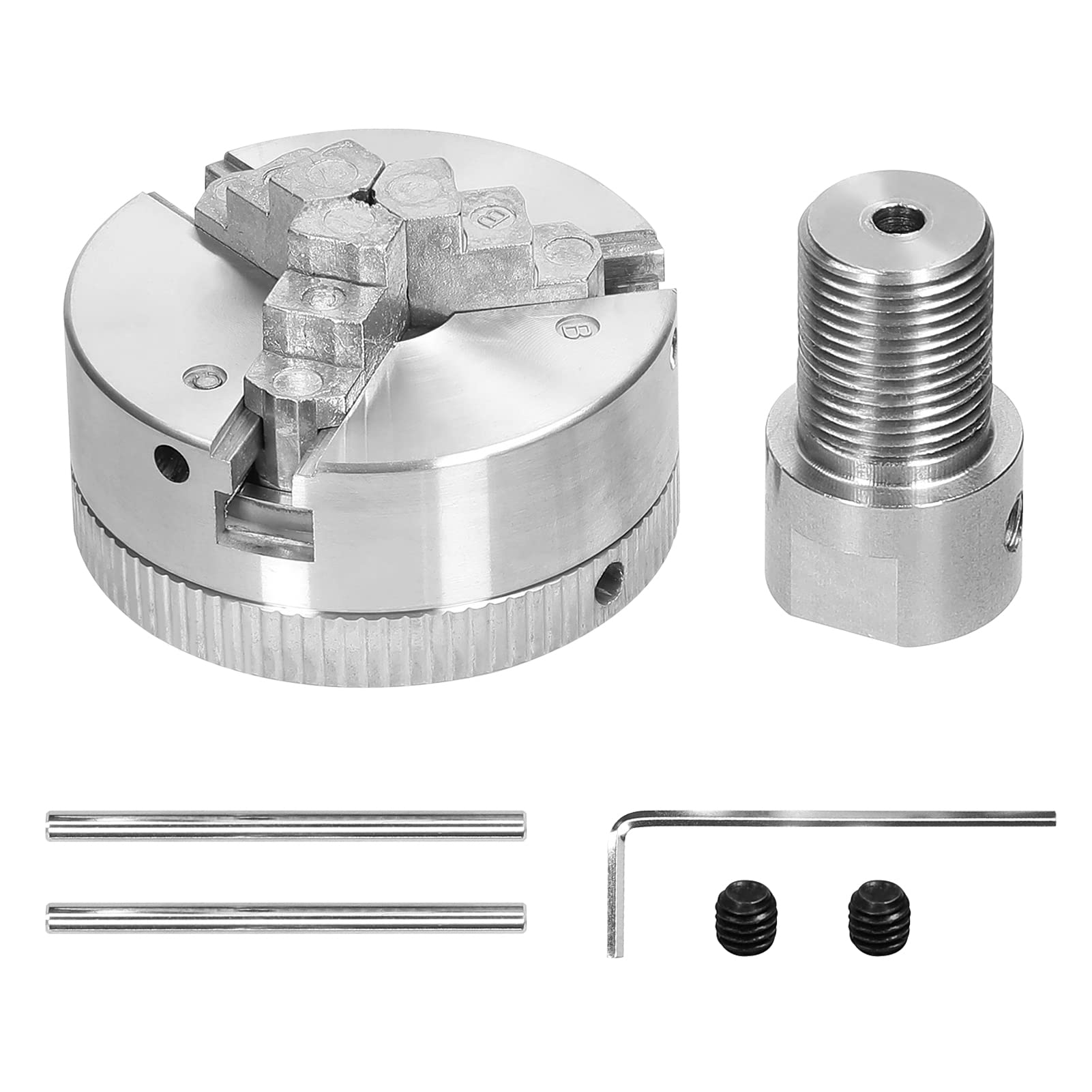 FTVOGUE Lathe Chuck, Auto -centrado 3 Jaws Manual Lathe Chuck 4 Jaws Turning Machine, Amplio Rango de Sujeción, Cuerpo de Aleación de Zinc Fuerte, Adecuado para Piezas Industriales, Compactas y (3