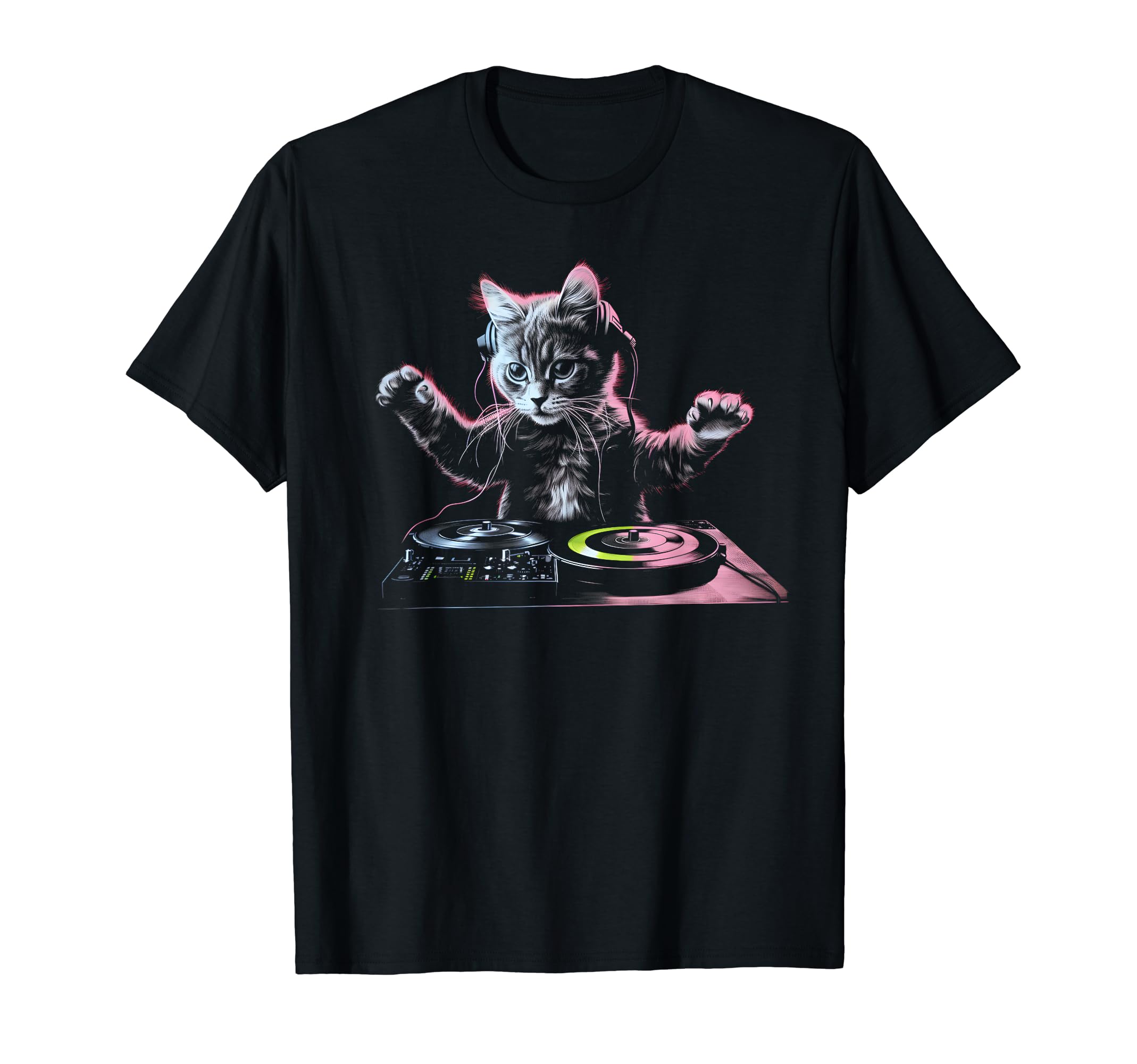 DJ Cat Funny DJ Equipment Drawer Cute Cat Women Men Kids T-Shirt