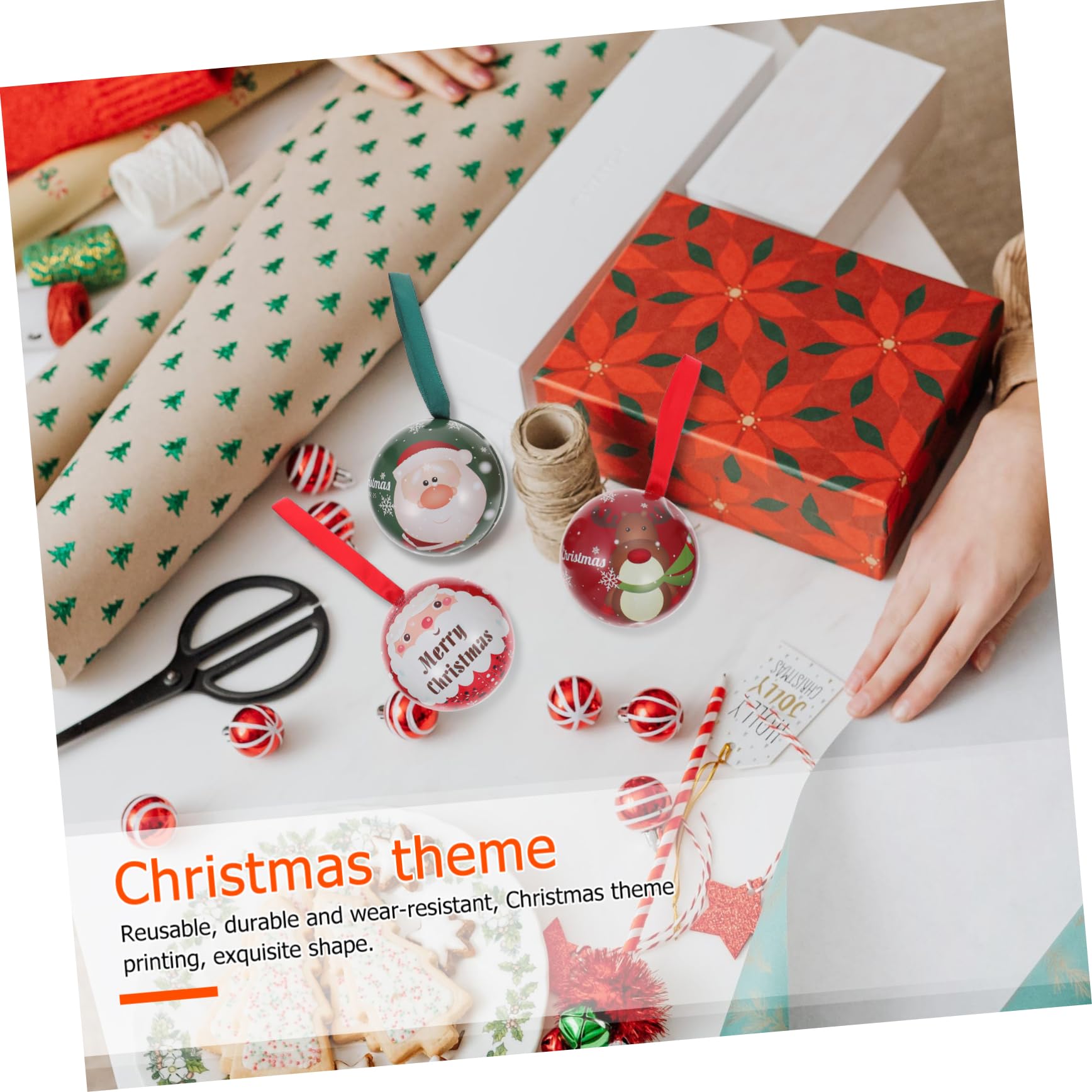 IMIKEYA Pièces Boule De Fer De Noël Coffret De Noel Boîtes à Gâteaux De Noël Boules De Décorations De Boules De Sapin De Pot De Stockage De Bonbons De Mini-Bonbons