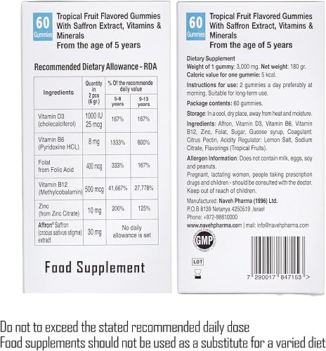 Miniatura 8 de NAVEH PHARMA Be Focus | Suplemento de enfoque | Potenciador natural del cerebro para niños y adultos | Suplementos de azafrán de 30 mg | Nootrópico