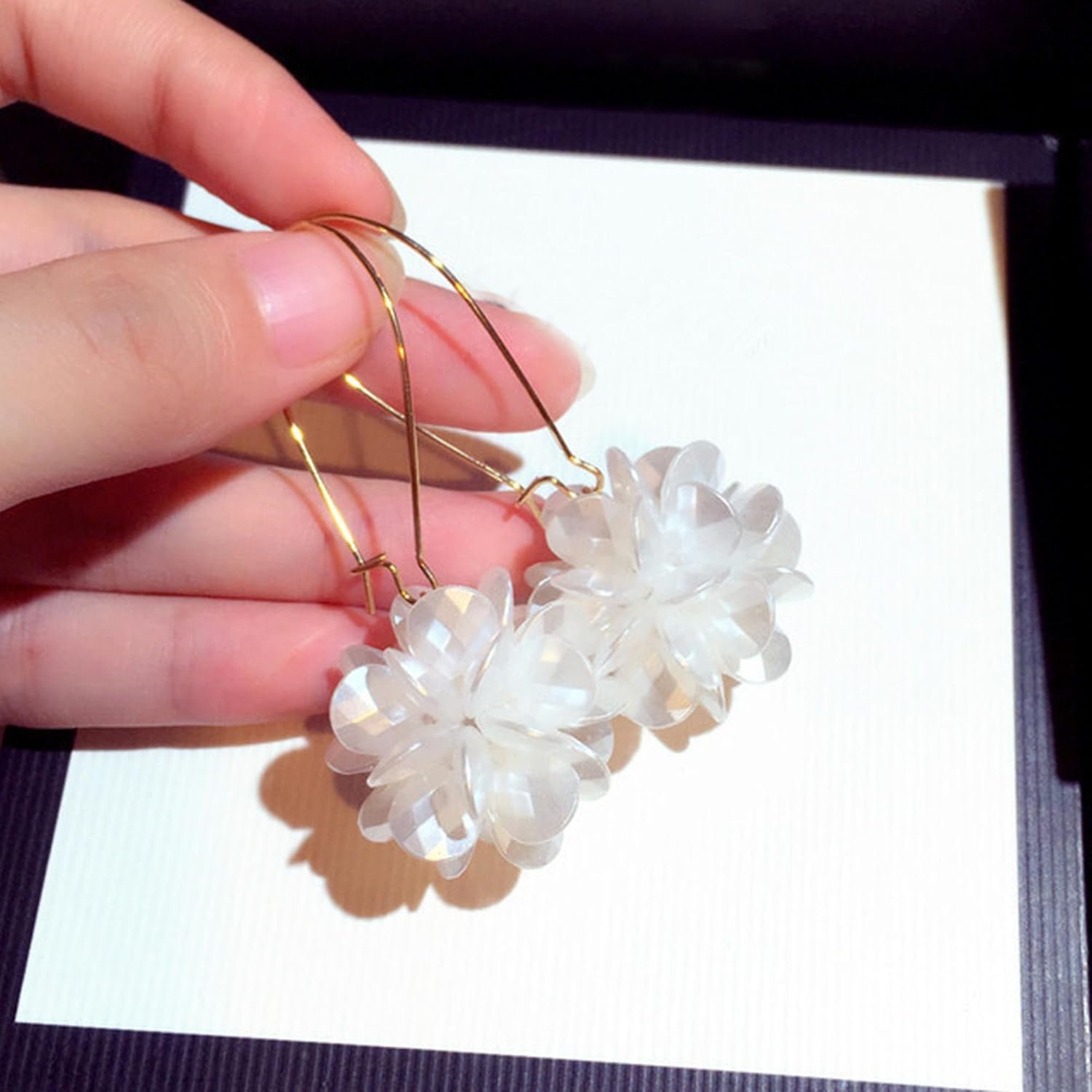 Flower Cluster Ball Tassel Hoop Earrings for Women Handmade Floral Cluster Bohemian Long Dangling Earrings Statement Summer Seaside Holiday Unique Nature Jewelry - Image 8