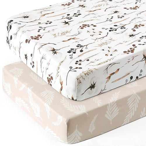 Miniatura 2 de Juego de 2 sábanas ajustadas de punto de jersey elástico ultra suave, se adapta a todas las almohadillas estándar de colchón de cuna, seguras y