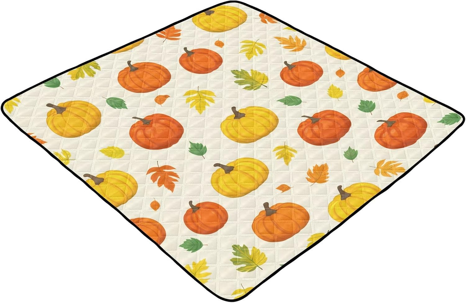 Doodle Colored Pumpkins Baby Play Mat, 50“ X 50” Washable Folding Crawling Mat, Baby Floor Mat, Soft, Non-Slip