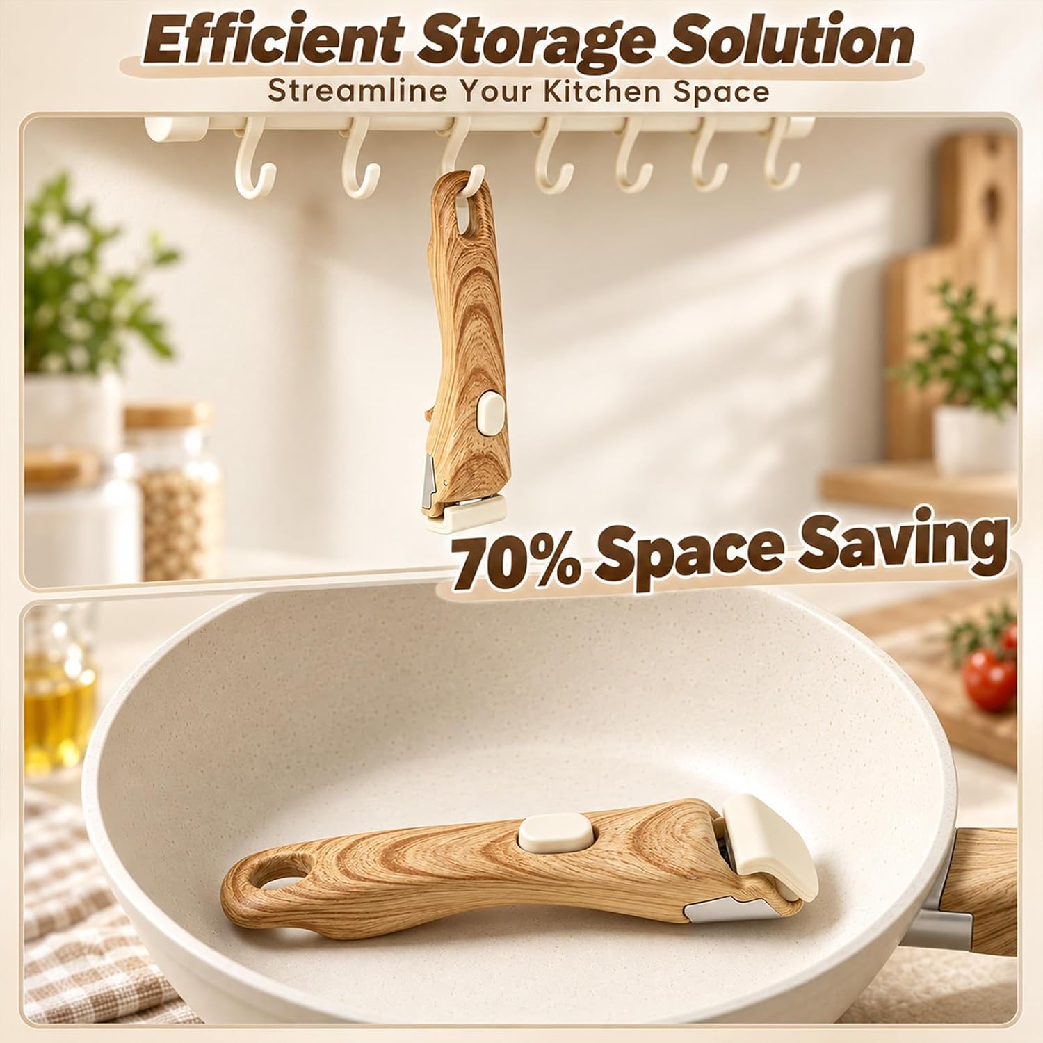 2 Detachable Pot Handles with Silicone Mitts for Thin Rim Cookware