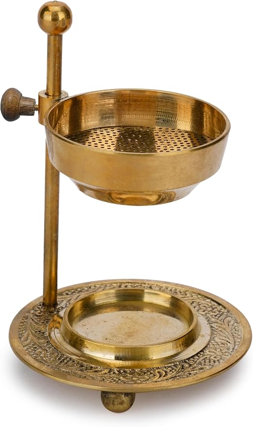Ajuny Brass Incense Burner Adjustable Resin Charcoal Tealight Holder Golden