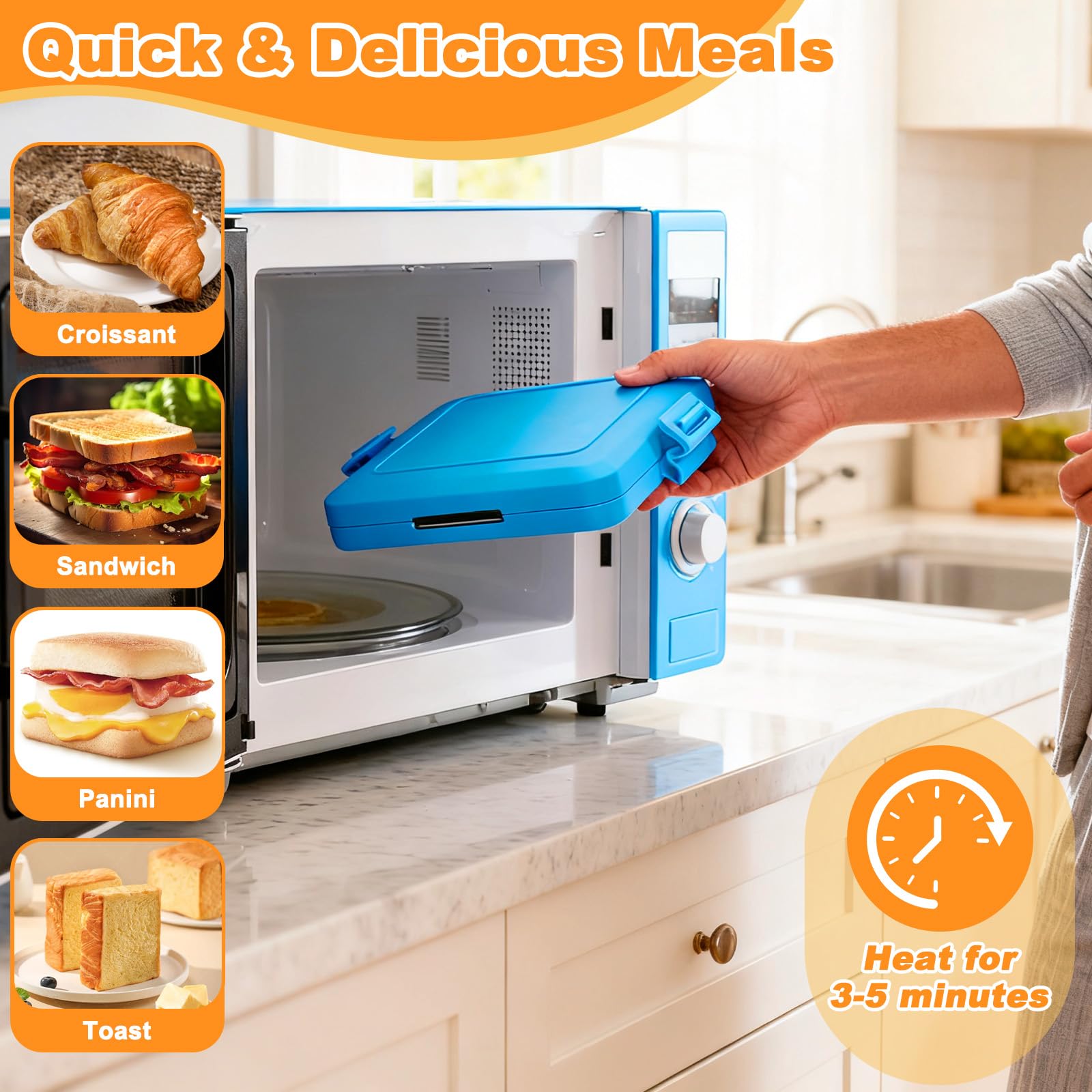 Microwave Toastie Maker Sandwichmaker, Mikrowellen Sandwich Toaster Sandwichtoaster, Geschirrspüler Kabelloser Mikrowelle Silikon Panini Sandwichpresse für Sandwiches Esszimmer Heimbüro Schlafsaal