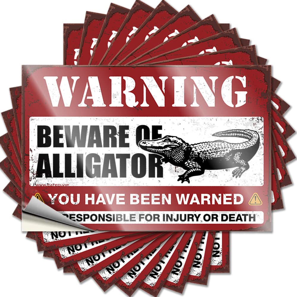 Saying Home Decor Men Vinyl Sticker | Beware of Alligator Western Bathroom for Gamer Use(8X12CM)