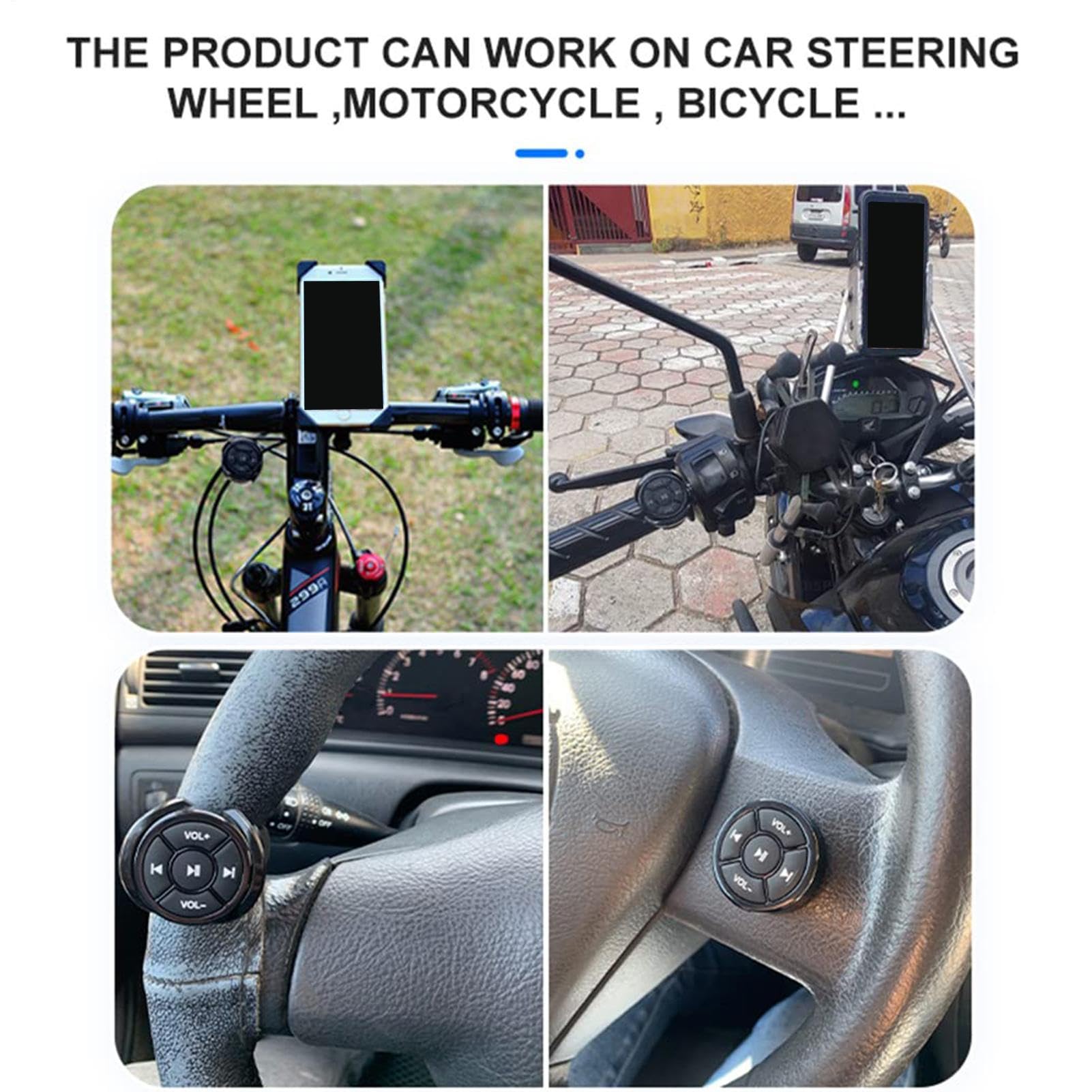 Bouton de télécommande de Volant de Voiture | Contrôleur Radio à Bouton multimédia | Télécommande multimédia de Voiture | Bouton multimédia au Volant | Télécommande de Musique multimédia