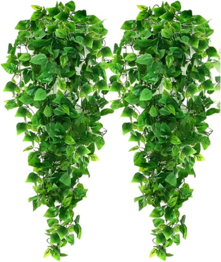2 Pendentes Folhagem Jardim Vertical Enfeite Realista 100cm