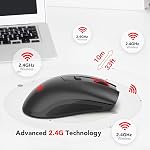 Redragon M652 Optique 2.4G Souris sans fil avec USB Récepteur, 2400 DPI Jeu portable & Les souris de bureau, 5 ajustable DPI Niveaux, 6 Boutons pour bureau, MacBook, Cahier, PC, Ordinateur portable