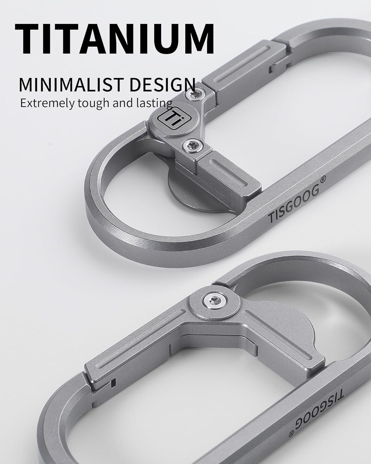 Titanium Keychain, Carabiner Keychain Clip, Heavy Duty Key Ring Holder, 2.7" Large Size Car Key Chains with Bottle Opener