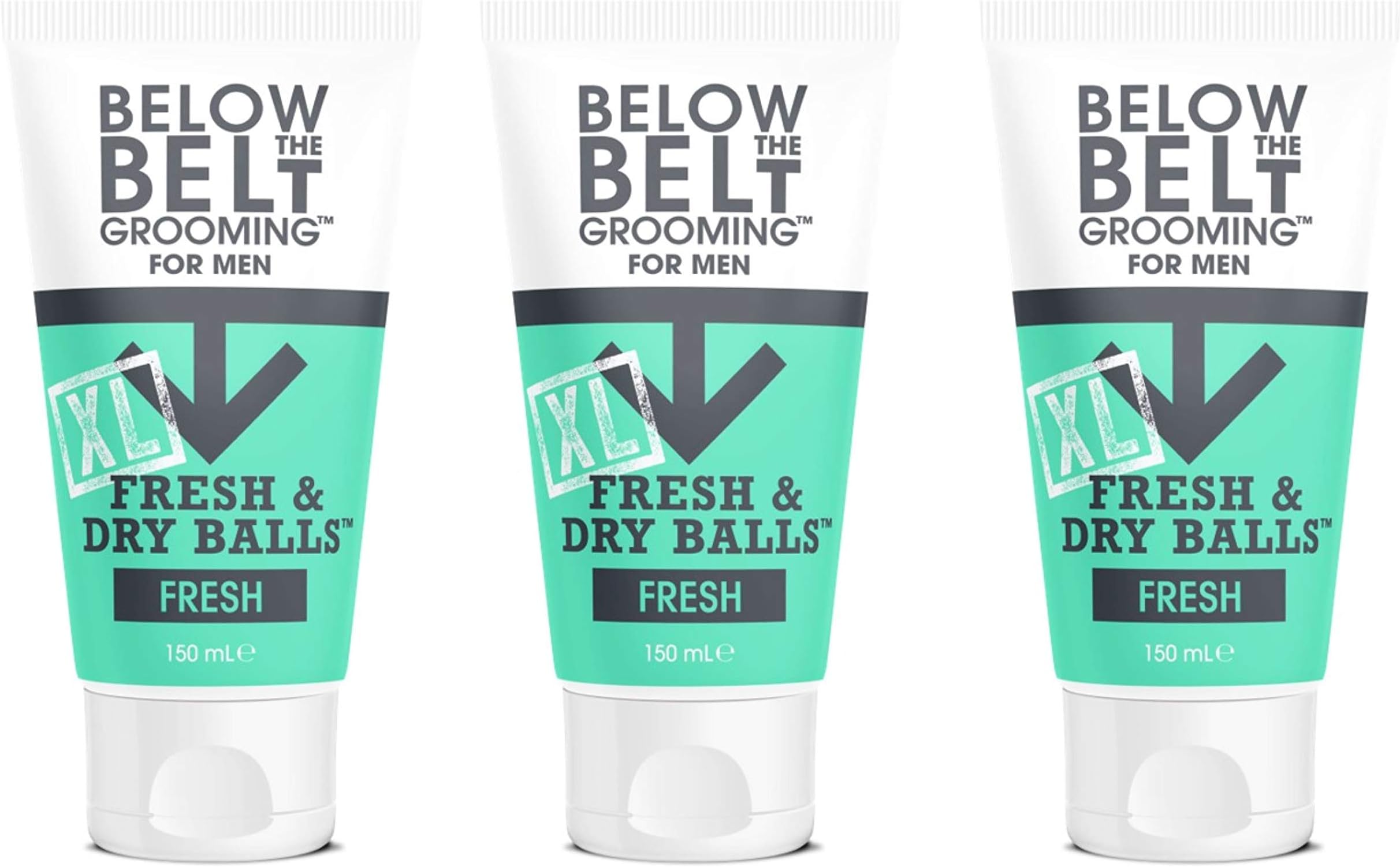 Below The Belt Grooming Fresh & Dry Balls XL Intimate Deodorant For Men - Protects against Sweat, Odour and Chafing - Fresh Scent 3 x 150ml
