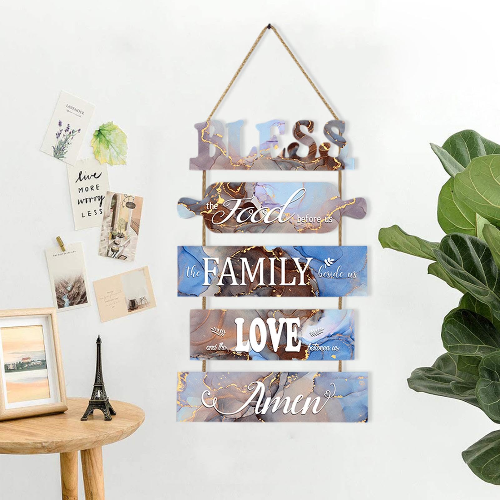 Placa decorativa de pared de cocina de granja, placa de pared sin comida | cartel de amor de familia, cartel de madera, decoración de para salón, dormitorio, exterior