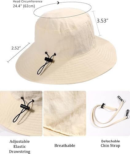 Miniatura 5 de Sombrero impermeable para el sol UPF 50+, protección UV, plegable, para mujeres y hombres, gorra ligera de verano para senderismo al aire libre