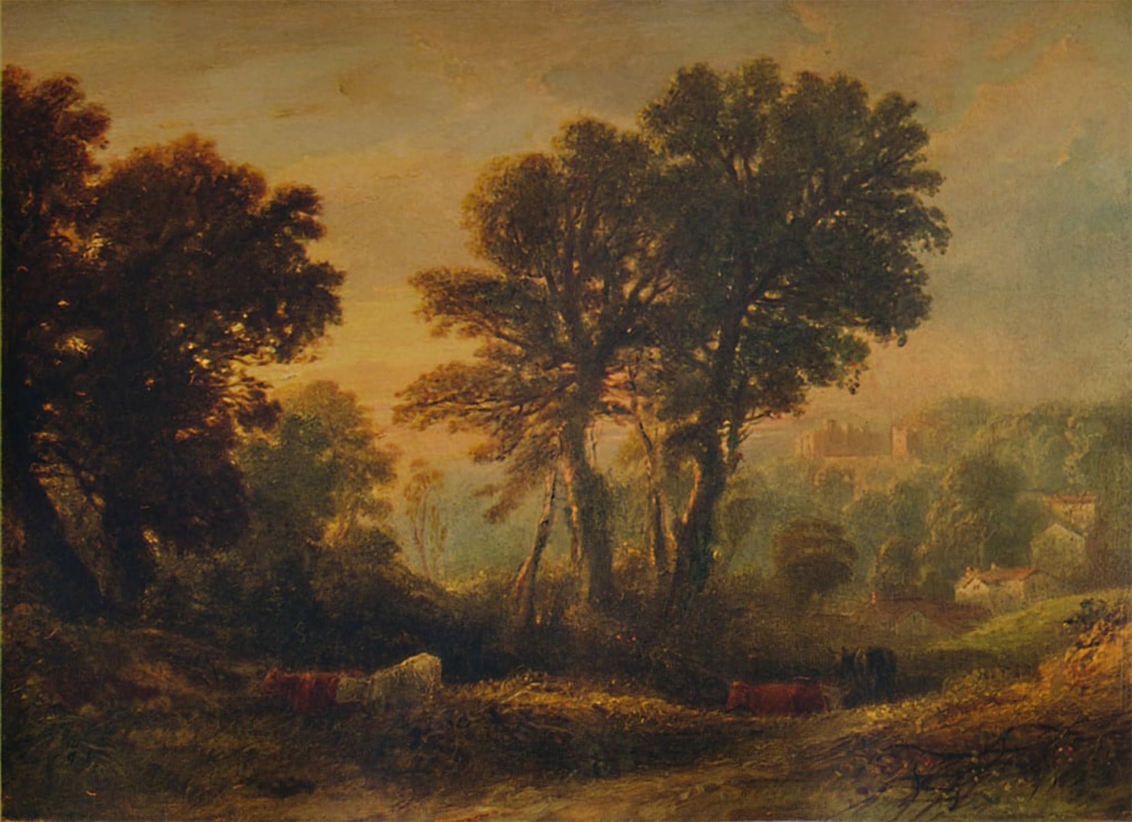 ARTXLXXBN Famous Print Painting Colorful Art Print Dunster Castle Sunset by Vandyke Copley Fielding Canvas Art Decorations for Home Decor 60x90cm