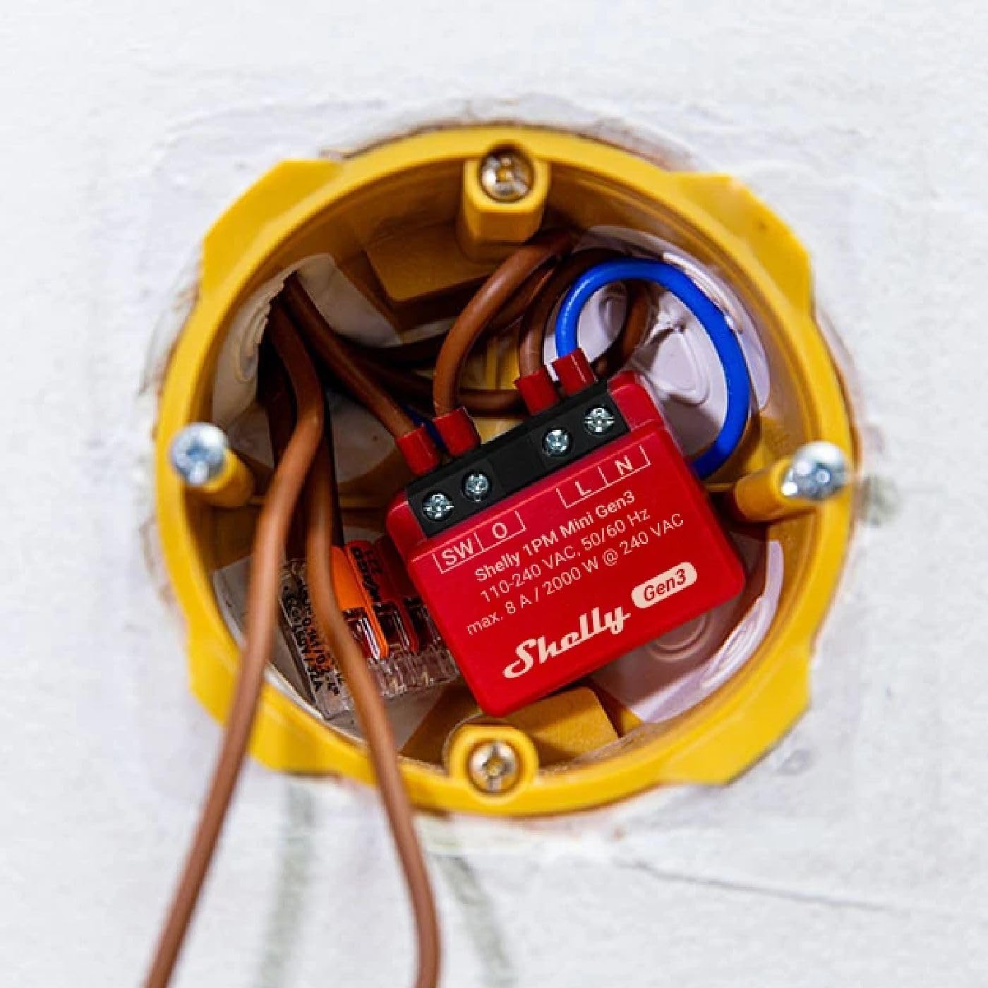 Shelly 1PM Mini Gen3 | Pack de 4 | Relé inteligente WiFi y Bluetooth, 1 canal 8A con medición de potencia | Domótica | Compatible con Alexa y Google Home | App iOS Android