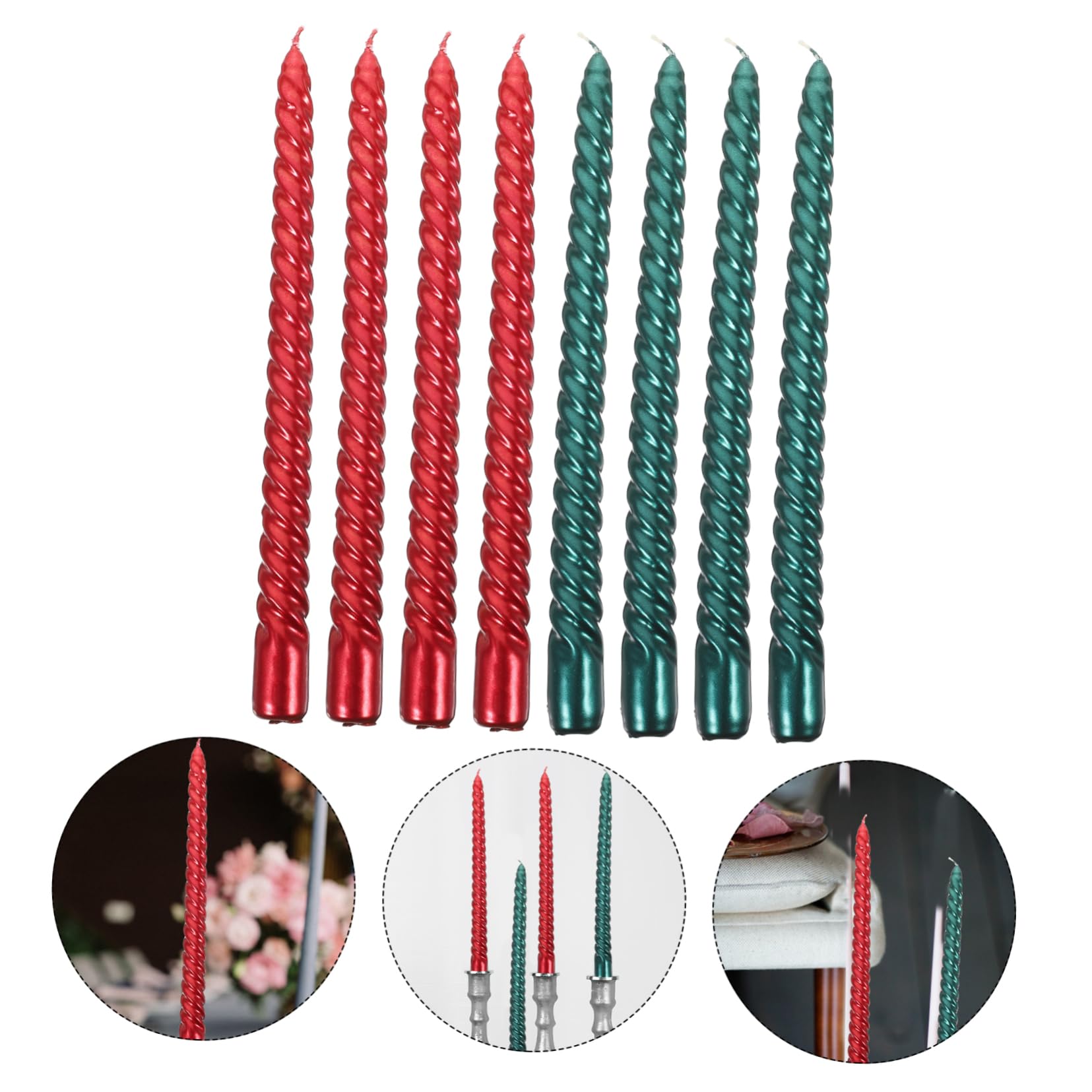 ABOOFAN 12 Candele Eleganti A Forma Di Cono Conico A Vite Per Matrimoni Feste Decorazioni Per La Casa in Paraffina Antigoccia Senza Profumo Per La Tavola.