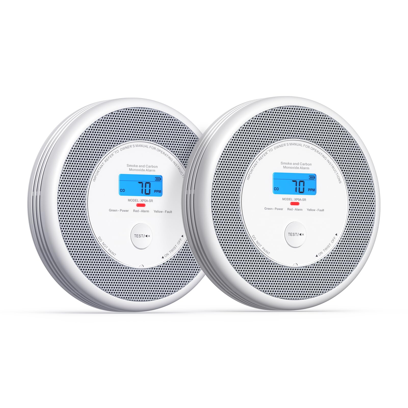 X-Sense Détecteur de fumée et de monoxyde de carbone, alarme vocale (uniquement en allemand), batterie remplaçable, pas de support pour l'application et les stations de base SBS50, XP0A-SR, 2 pièces