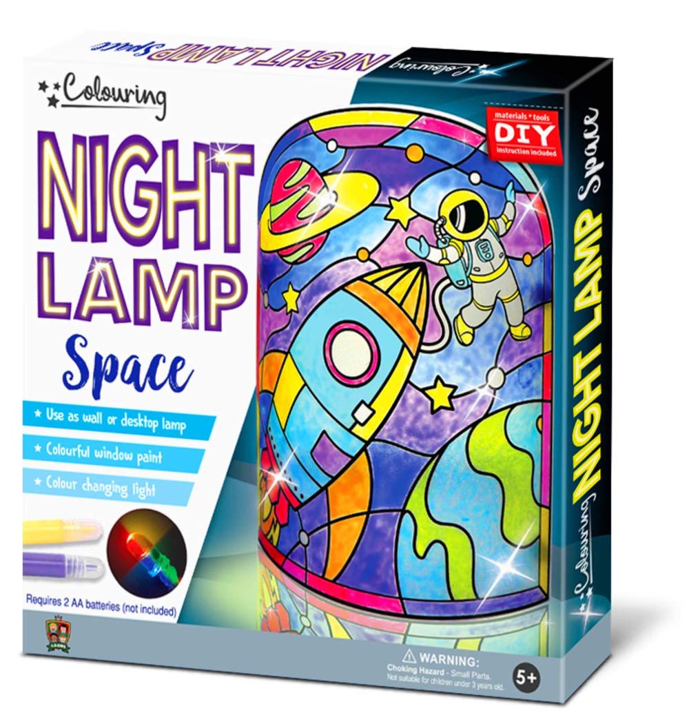 C.S. Kids Space DIY Bedside Table Lamp, Night Light for Kids|Decorate Your Own Space Light, Stained Glass, Colour Changing LED Mood Light