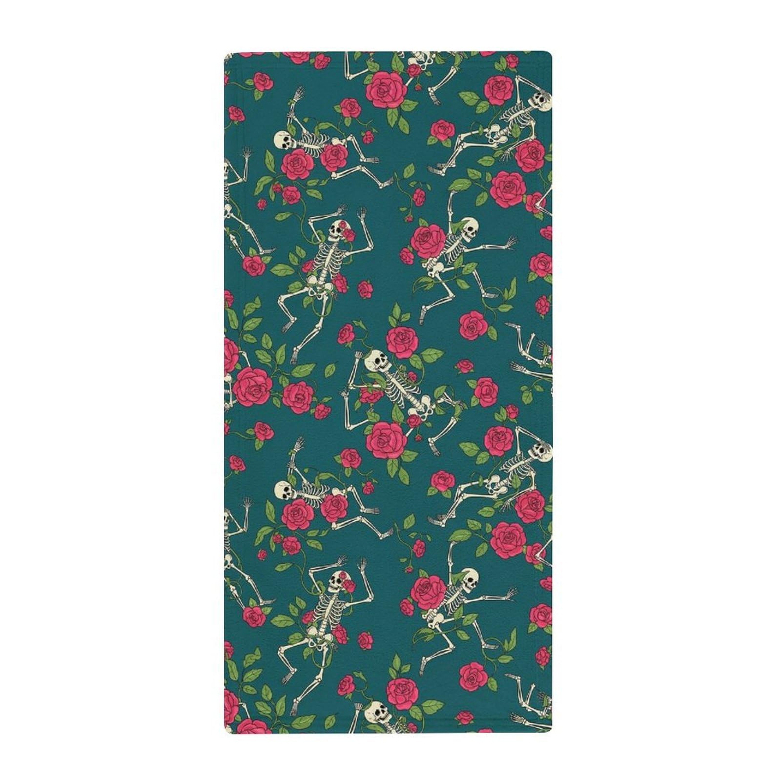 Anceky Professional Spa Fingertip Towels, Flower Skeleton Skull Ultra Soft Hand Towels for Hotels, Yoga & Decorative Bathrooms