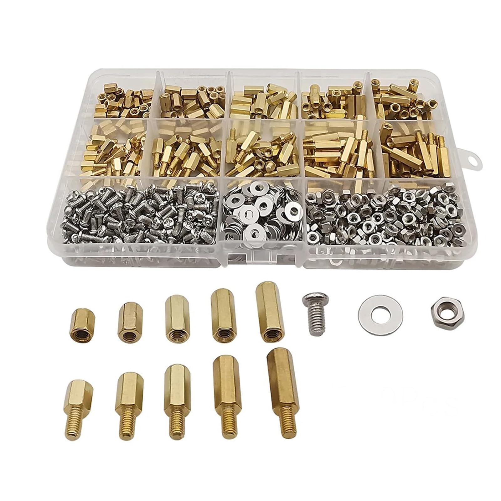 910pcs M3 Spacer Hex Spacer Sleeves Board/Boards Male Female Threaded Standoffs Screws Nuts Brass Hex Screw Nut Assortment Kit for Motherboard