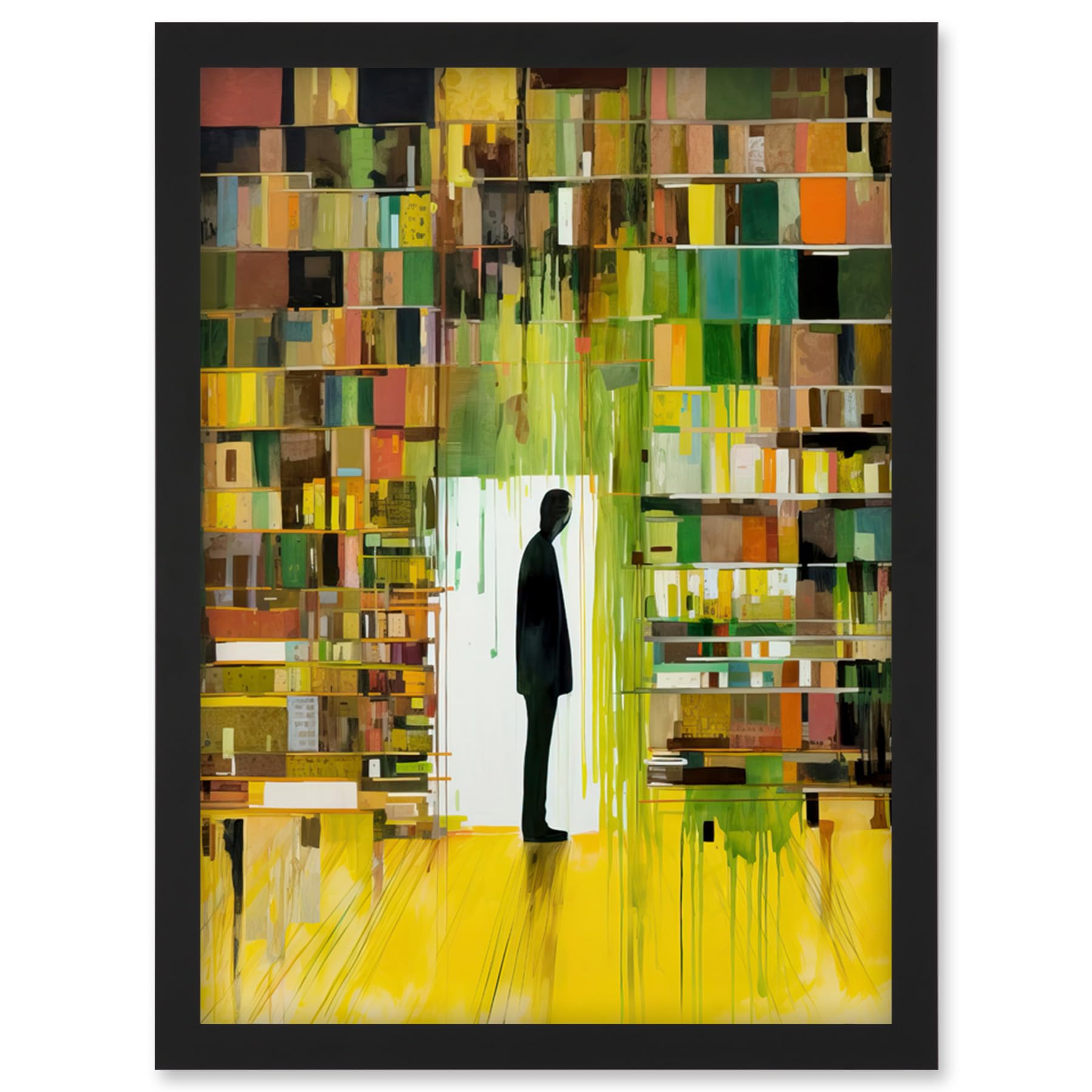 Artery8 The Silence a Person Finds in a Quiet Library Artwork Framed Wall Art Print A4