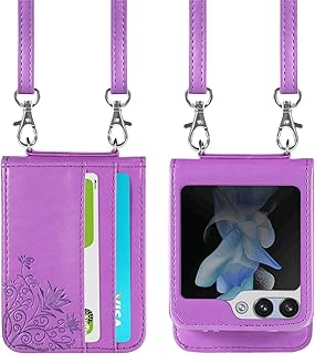 Caso Flip do celular Capa tipo carteira para Galaxy Z Flip 5 com porta-cartões, capa para Samsung Galaxy Z Flip 5 compatível, capa para Galaxy Z Flip 5 com alça removível e bolso transversal para mulh
