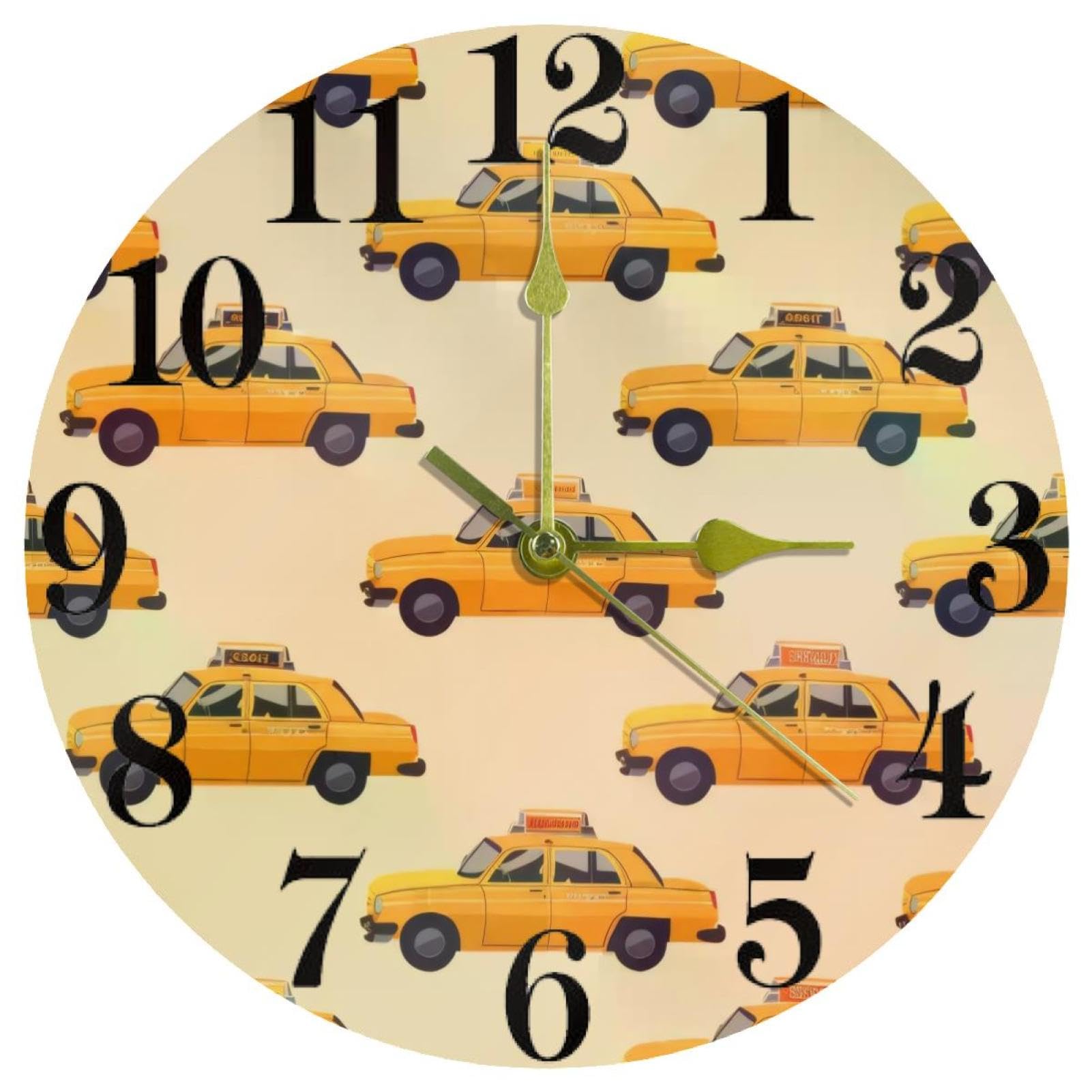 Horloge murale taxi à quartz sans tic-tac fonctionnant à piles pour maison
