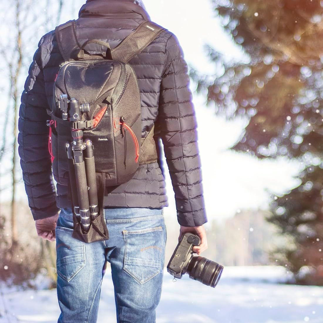 Hama Camera Backpack for DSLR Camera and Equipment (Photo Backpack, 15 L, Quick Access, Tablet Compartment, Rain Cover, Tripod Mount, Hand Luggage), Camera Bag, Black