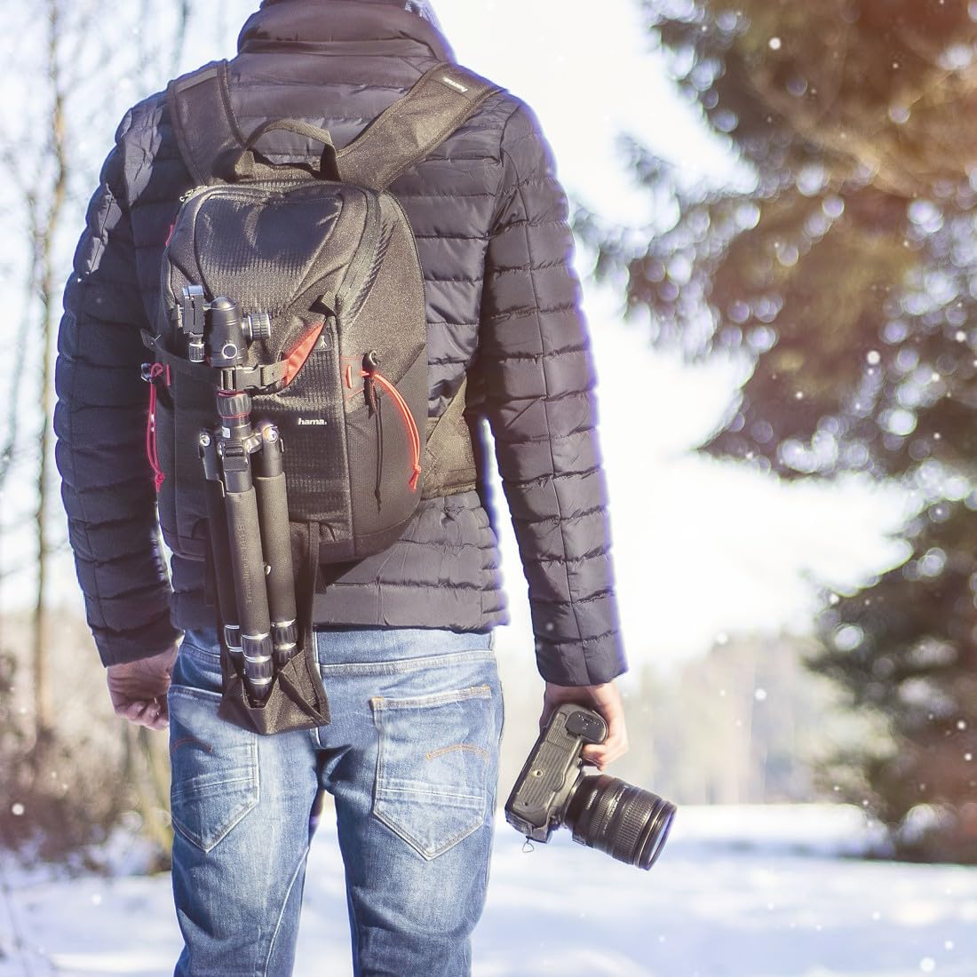 Hama Profitour 240 plecak na aparat fotograficzny, 2 profesjonalne lustrzanki cyfrowe, z uchwytem na baterie, obiektywami, akcesoriami (dostęp za pomocą tylnej części, szybki dostęp, plecak