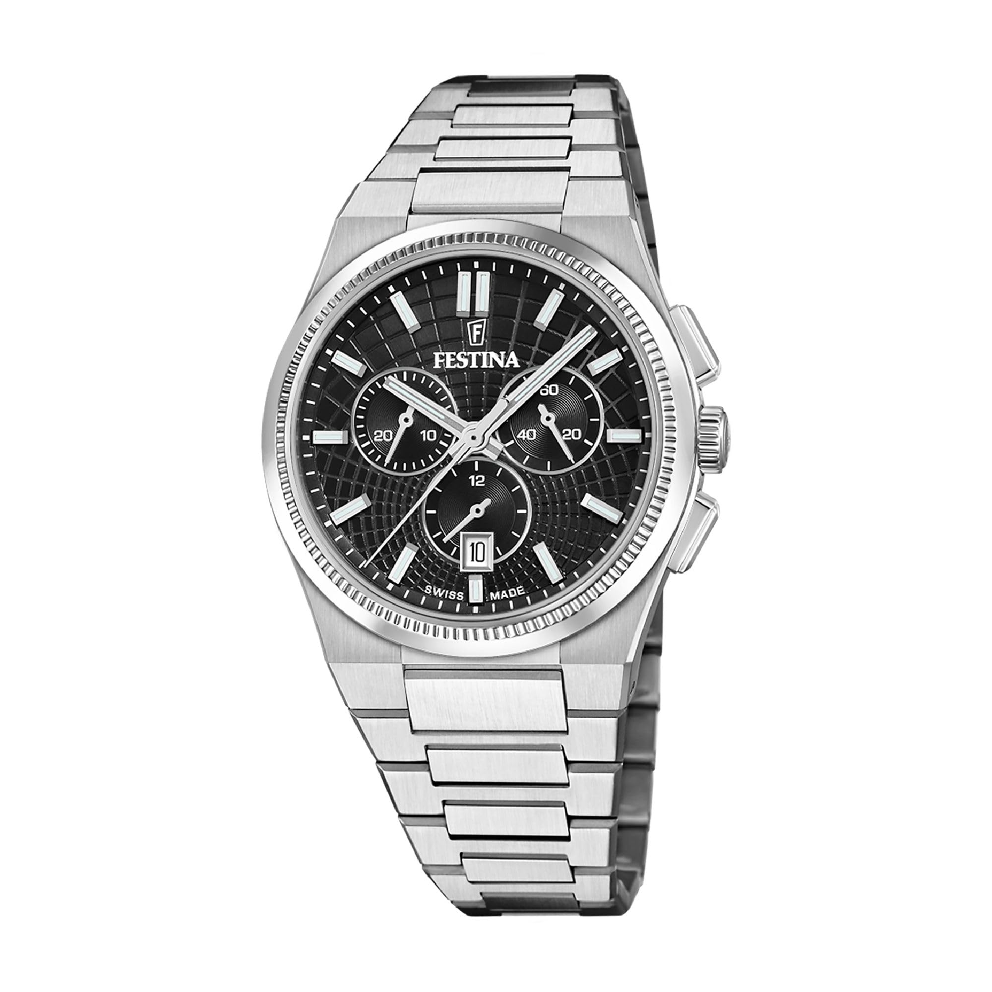 Festina Swiss Made Rivé Quartz Chronograph (42.5mm) Black Dial / F20059/4 Watch