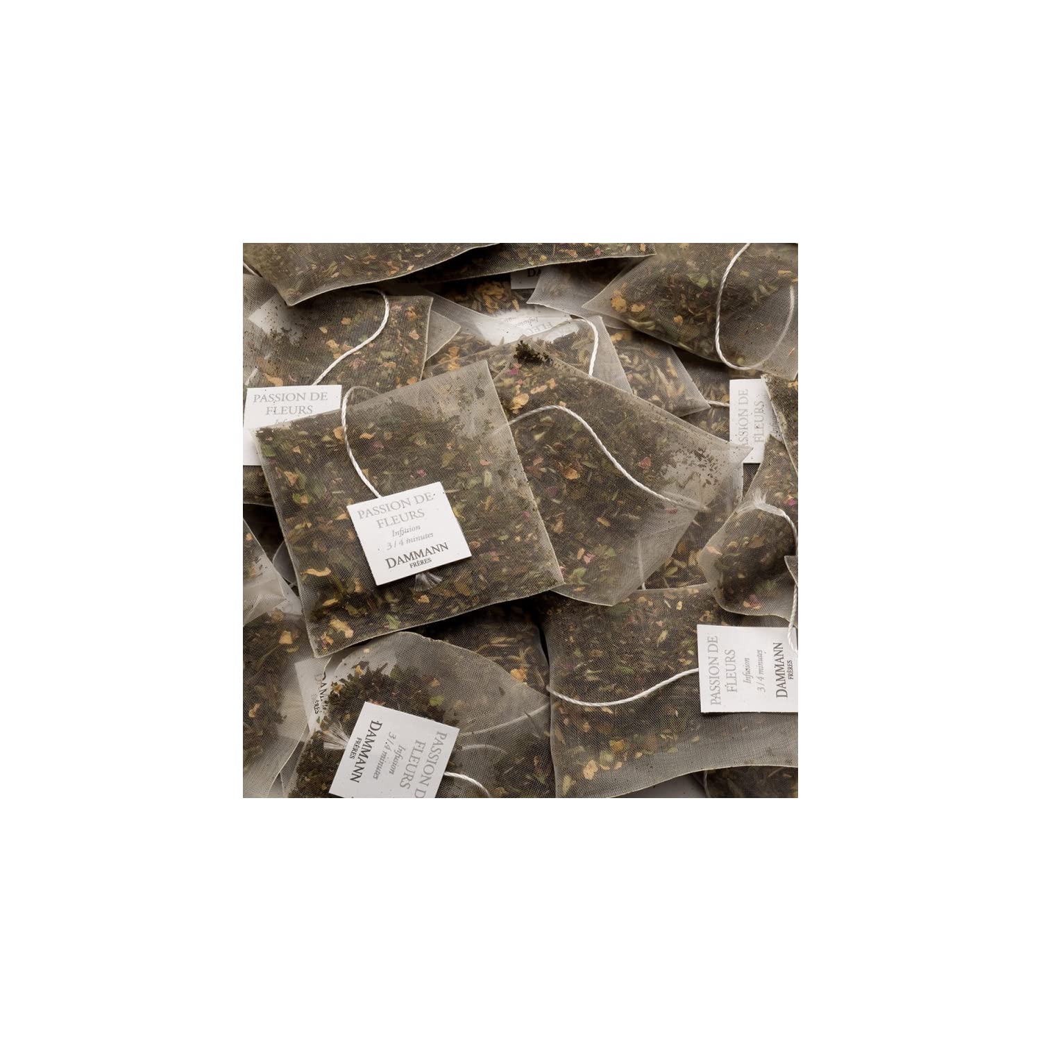 Dammann Frères | Tè Bianco e Frutto della Passione | Aroma Albicocca - 25 Bustine (50 Gr) | Petali di Fiori Aromatizzato
