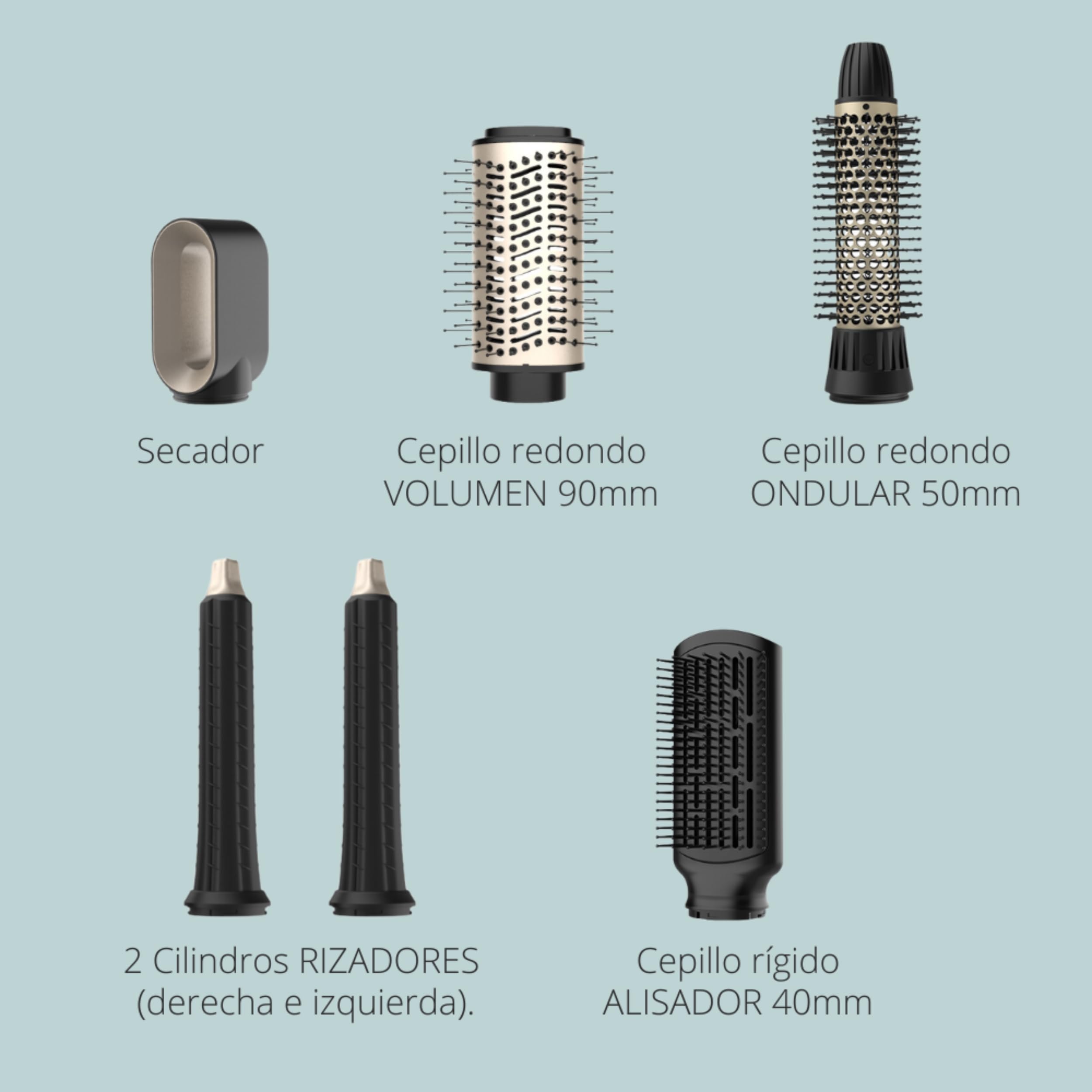 My Wave Cepillo Moldeador Estilizador 6 en 1 Tecnología Coanda Motor BLDC 1500W 2 Velocidades 3 Configuraciones Calor Iónico Antifrizz