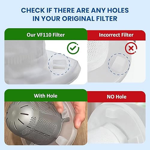 Miniatura 3 de Paquete de 9 filtros de repuesto para Black and Decker Power Tools VF110 Dustbuster aspiradora de mano inalámbrica CHV1410L CHV9610 CHV1210 CHV1410
