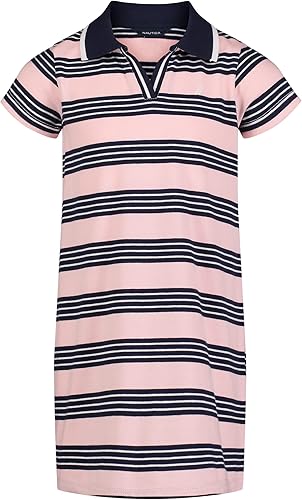 Nautica Vestido polo piqué de punto de manga corta para niñas