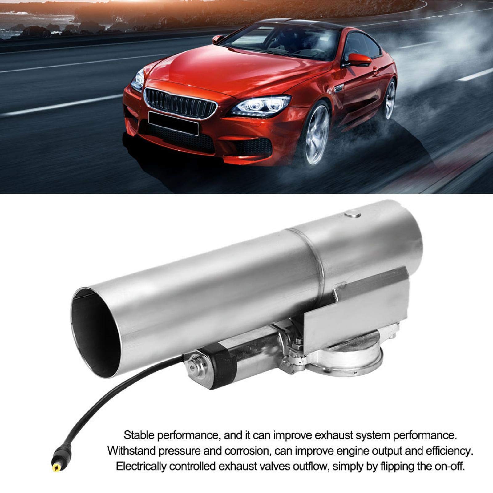 Qiilu Control Remoto de válvula de Corte en E de Tubo de Bajada de Escape eléctrico de Acero Inoxidable de 2,5 Pulgadas V5p478