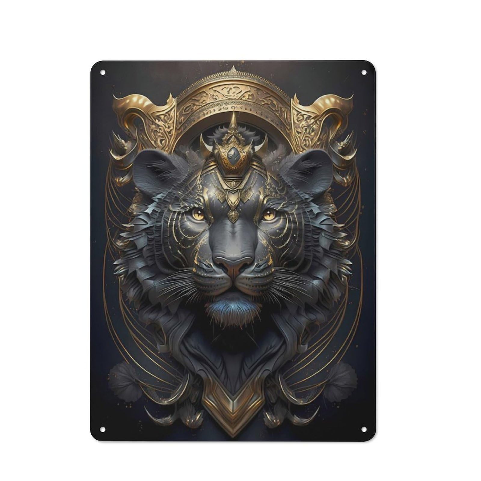 Junmoney Style-23 Black Tiger King Art Deco Industrial-Style Tin Sign 40X30cm For Garage Or Workshop, For Garage, Workshop And Man Cave Decoration