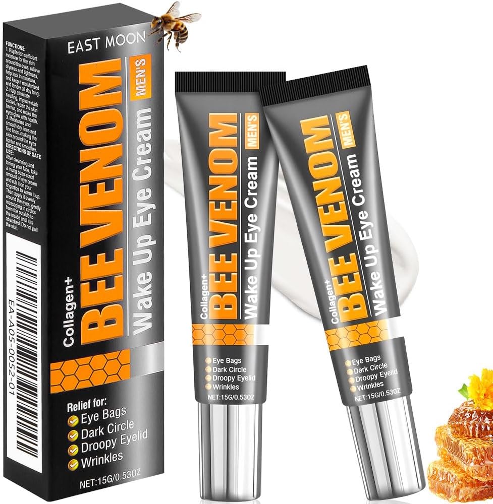 2 Stuks Flysmus Bee Venom Ointment Eye Cream Voor Mannen, Flysmus Bee Venom Eye Cream, Wake Up Eyes Cream Anti-Aging Voor Mannen Donkere Kringen, Wallen Onder De Ogen En Wallen