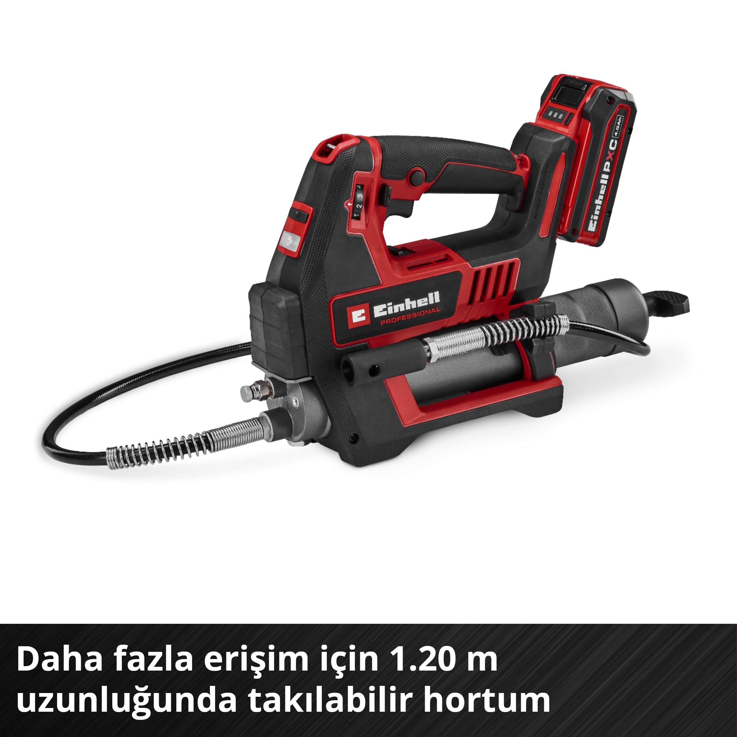Einhell Profesjonalny bezprzewodowy pistolet do smarowania TP-GR 18/690 Li-Solo | PXC | 18 V | maks. 690 barów/10 000 PSI | maks. Moc 295 ml/min | kontrola ilości tłuszczu | 2 prędkości | bez akumulatora