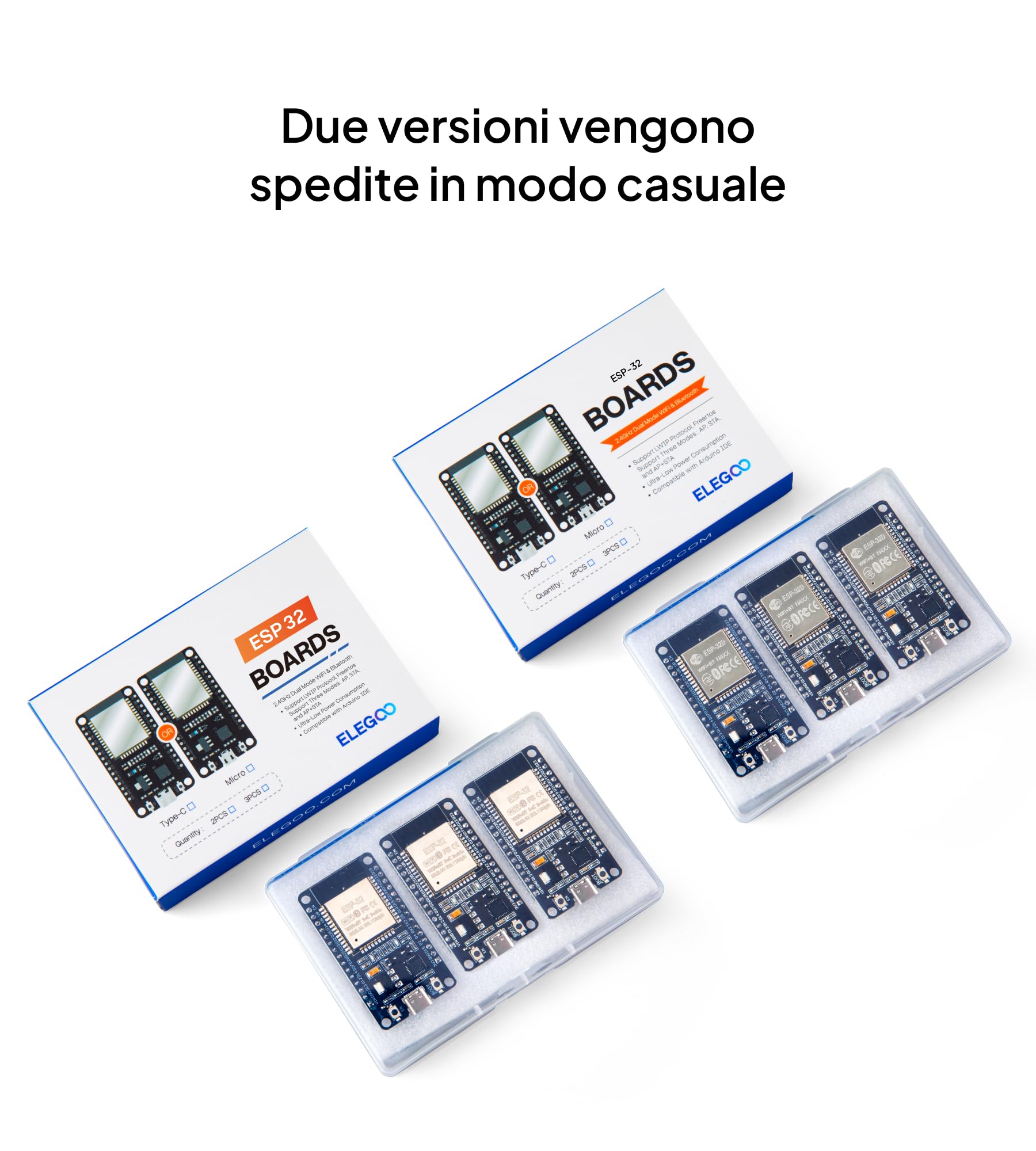 ELEGOO Scheda di Sviluppo ESP-32 3 Pezzi USB C, 2.4GHz Dual Mode WIFI+Bluetooth Microcontrollore Supporto Arduino, MicroPython, NodeMCU