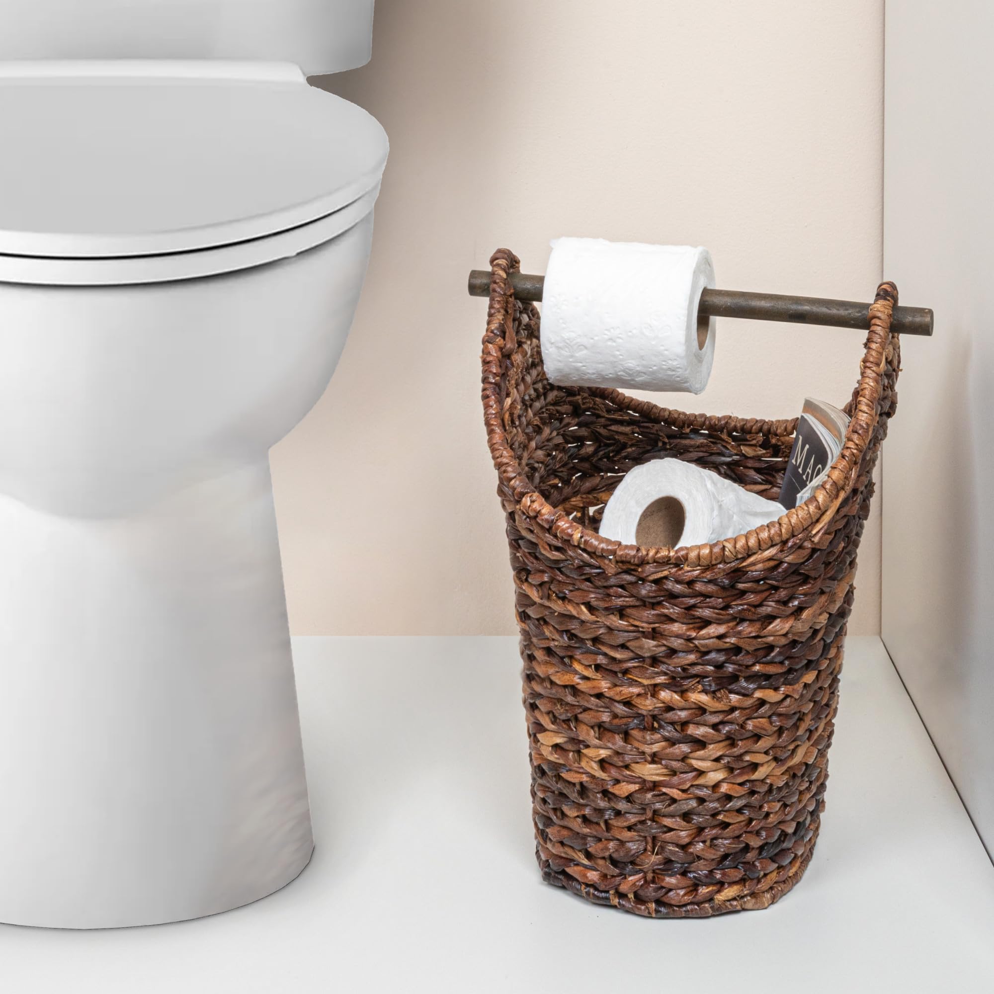 Creative Co-Op Boho Oval Braided Bankuan Bathroom Tissue Basket with ...