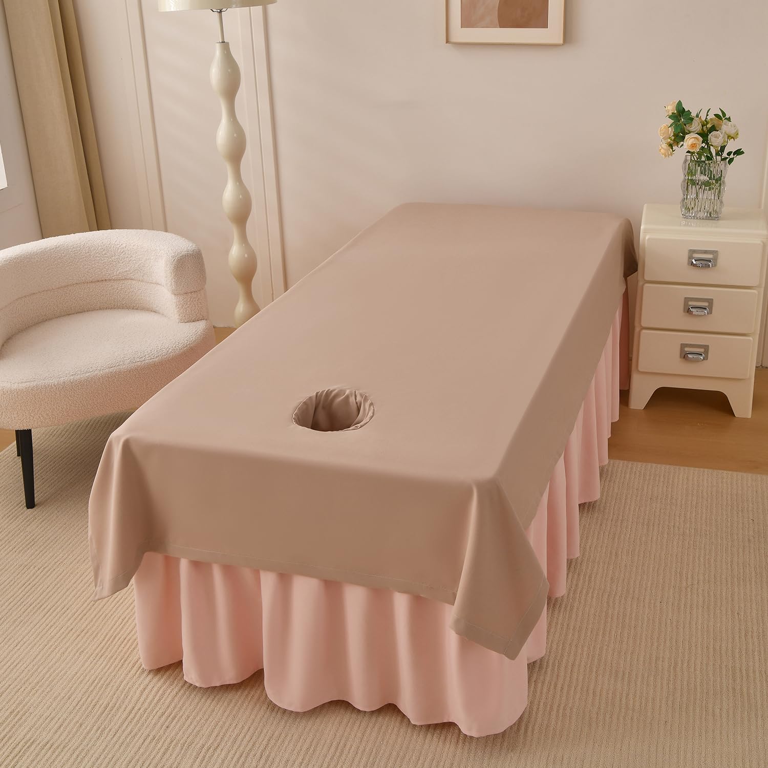 LDLCYCN ,coffee,115 * 230cm(H), Massage Table Sheet With/Without Breathing Hole Massage Table Cover Spa Massage Linen Protection Cover Sheet for Massage Bed Spa Bed Sheets for Esthetician Washable