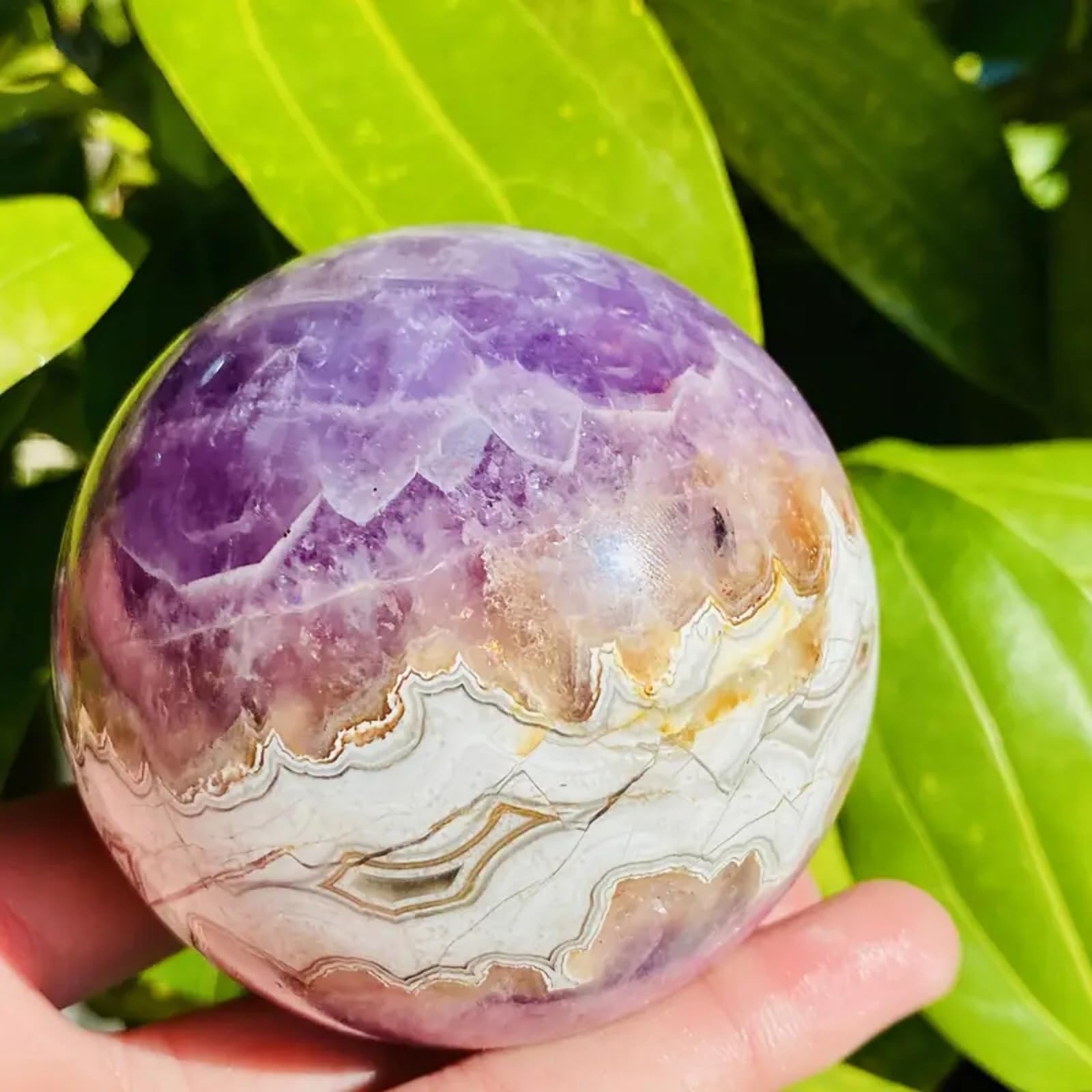 AARTERZZA Amethyst Agate Crystal Ball Stone Divination Sphere Gemstone Balls Decorative Ornaments for Feng Shui,60~65mm