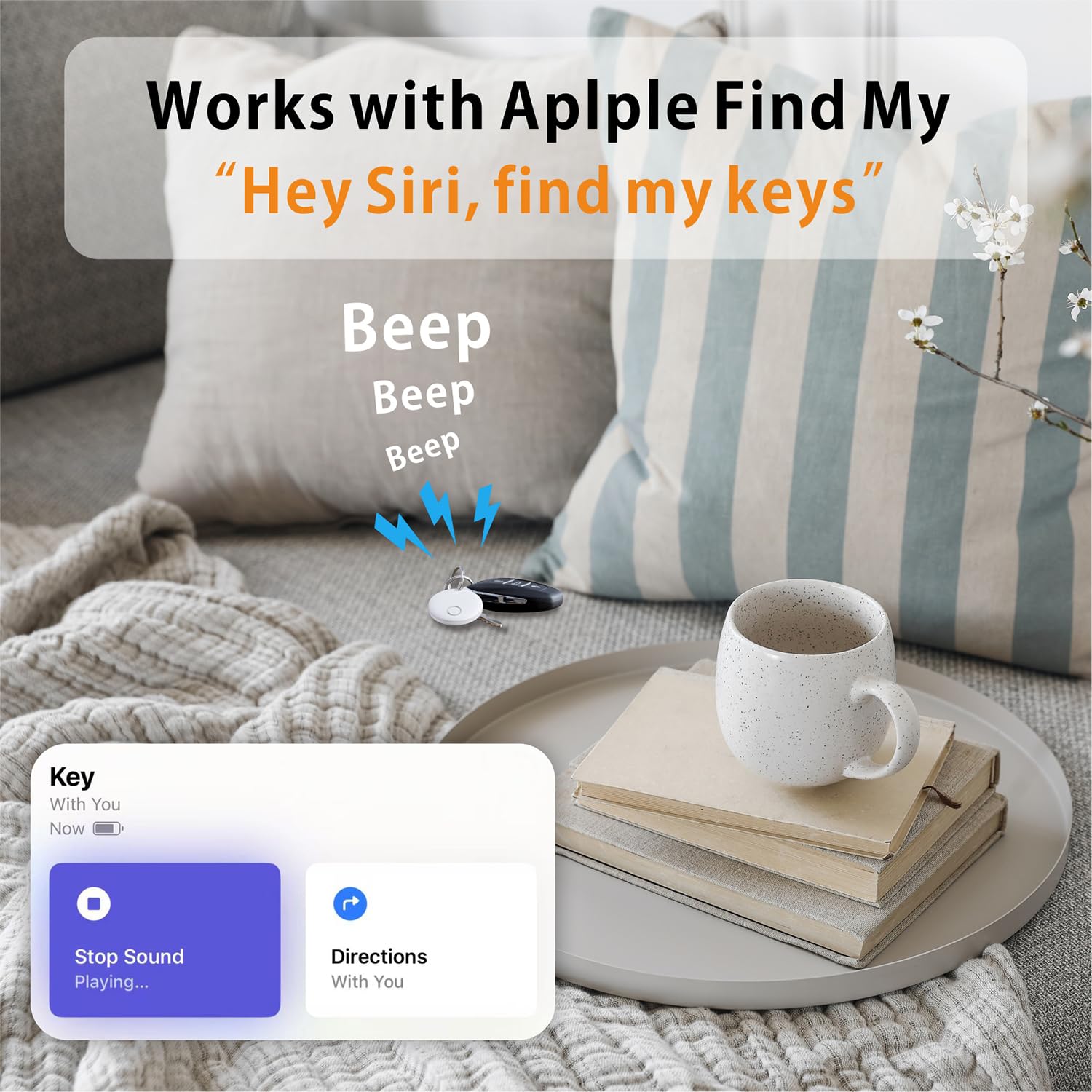 Smart Tag compatibile con Apple Find My (Solo iOS) localizzatore per chiavi bagagli valigie portafogli impermeabile IP67