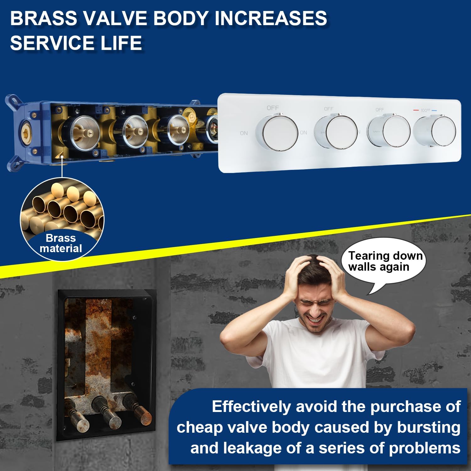 Brass valve body of the shower system
