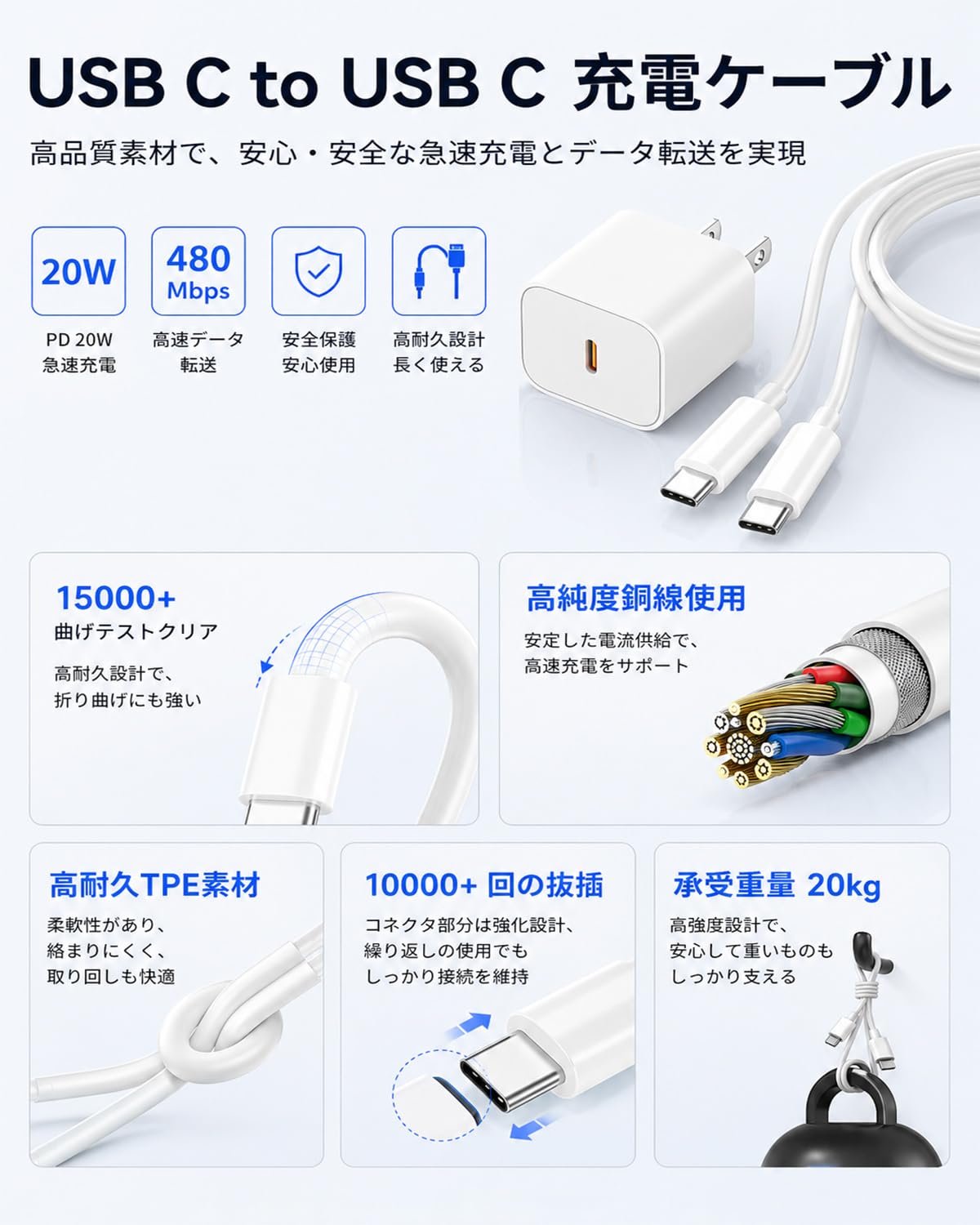 Amazon | 2個セットiPhone 17 16 15 タイプc 充電器 Type-c PD 20W